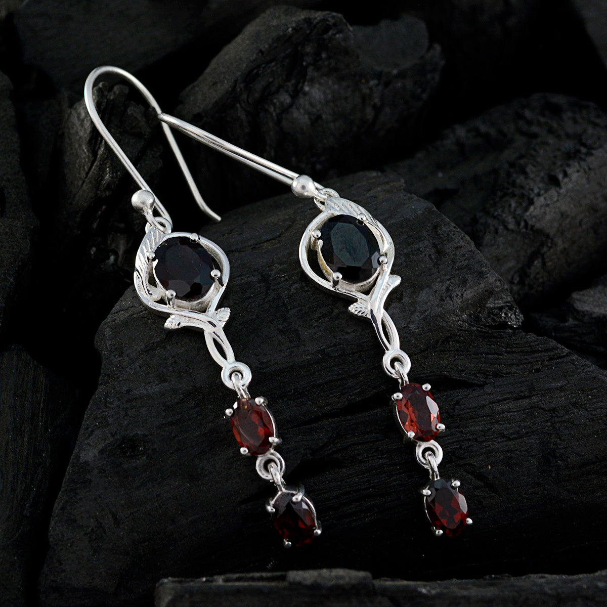 Granat Korean Ivy mehrere Dangle Red 925 Sterling Silber Ohrring Zweitbild