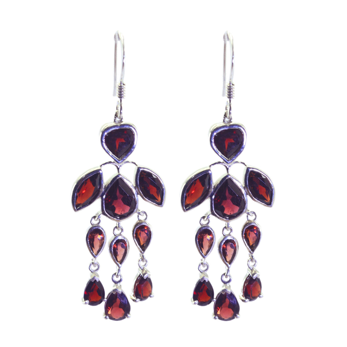 Garnet-Moroccan-Chloe-multiple-Dangle-Red-925-Silver-Earring