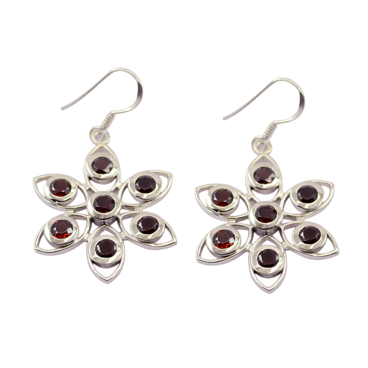 Garnet-American-Clara-multiple-Dangle-Red-Silver-Earring Huvudsaklig produktbild