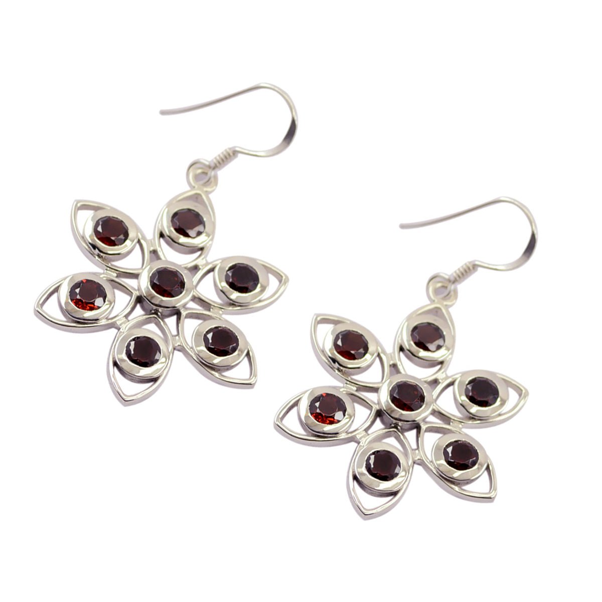 Garnet-American-Clara-multiple-Dangle-Red-Silver-Earring