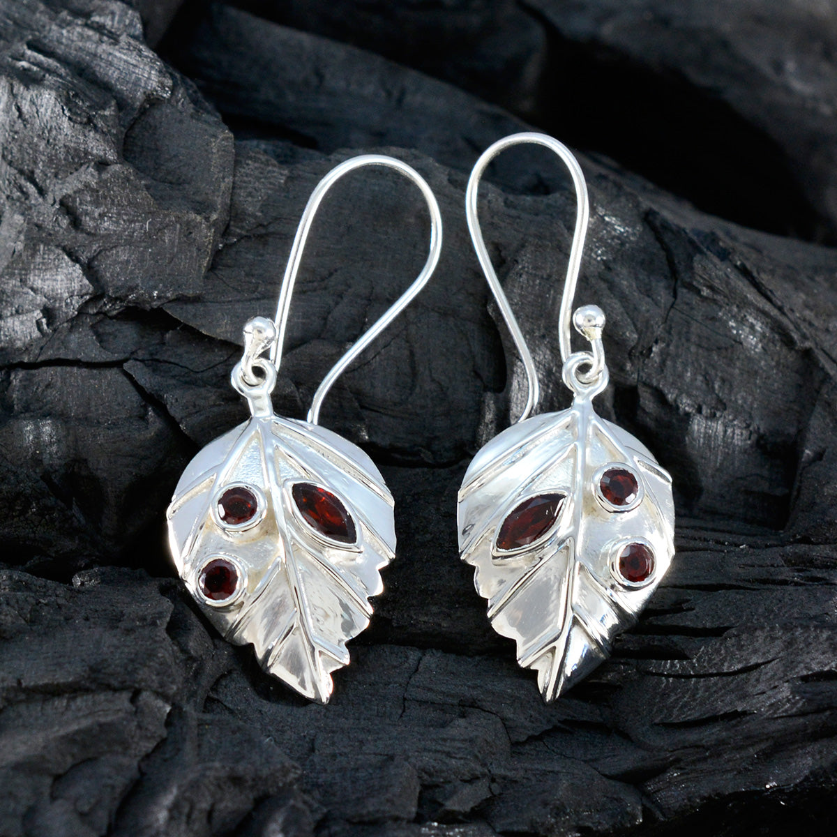 Garnet-Middle-Eastern-Ellie-multiple-Dangle-Red-92.5-Silver-Earring