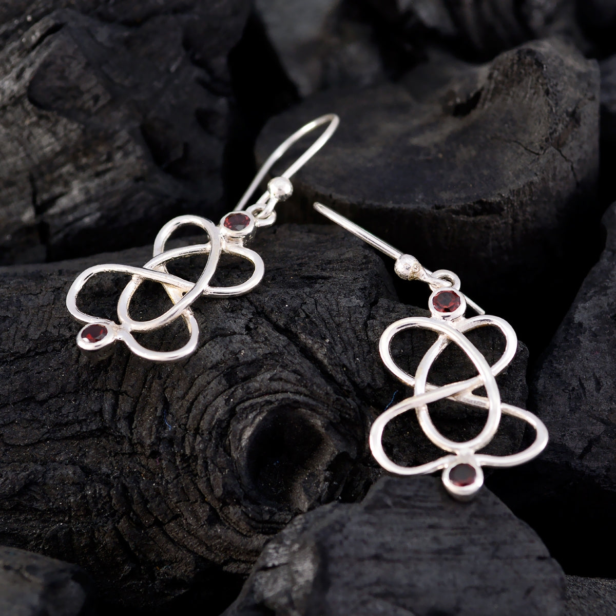 Garnet-German-Wen-multiple-Dangle-Red-Sterling-Silver-Earring