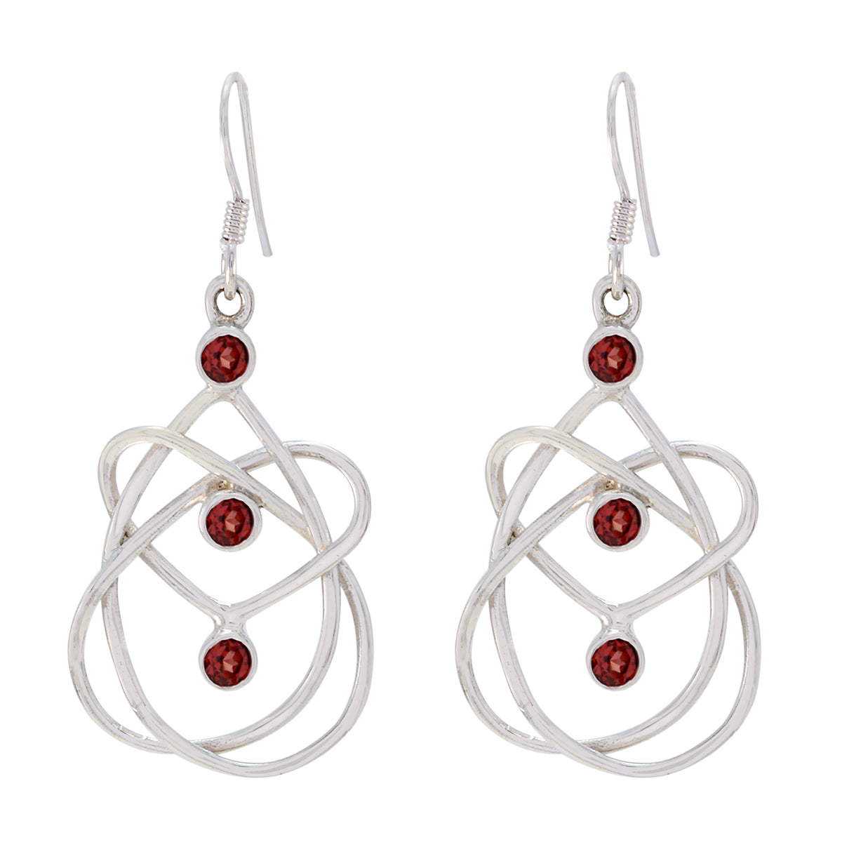 Garnet-Korean-Mathilde-multiple-Dangle-Red-925-Sterling-Silver-Earring