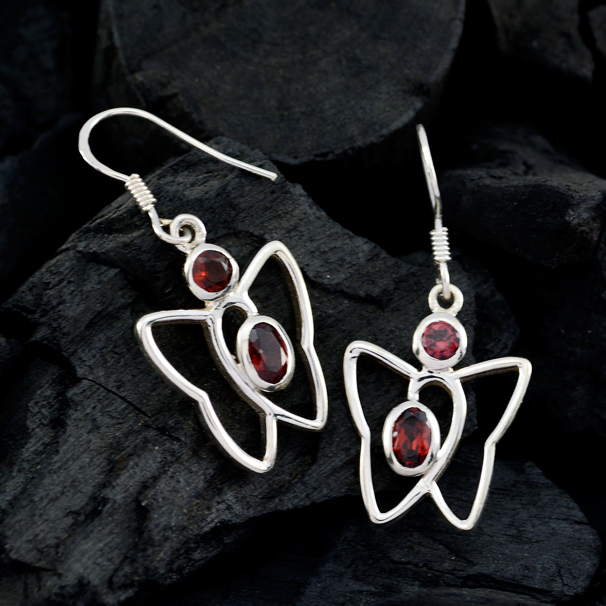 Garnet-Latin-American-Olivia-multiple-Dangle-Red-Silver-Earring