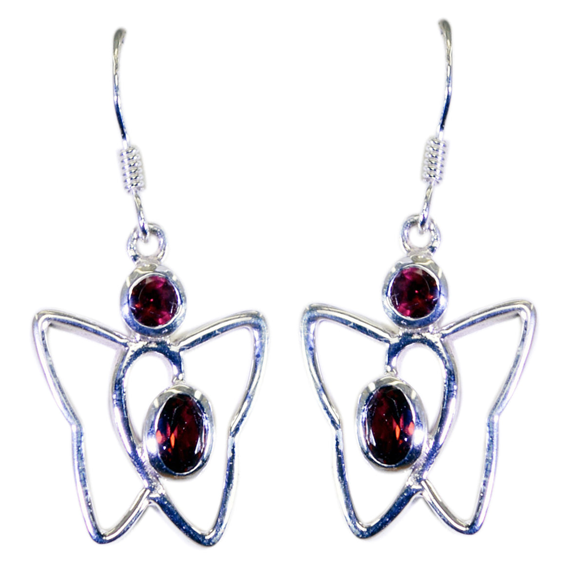 Garnet-Latin-American-Olivia-multiple-Dangle-Red-Silver-Earring