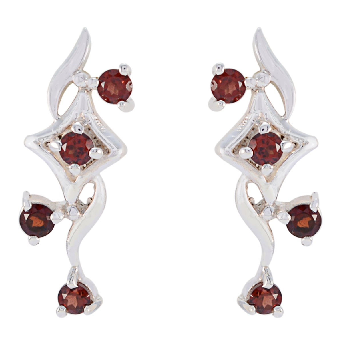 Garnet-Russian-Sarah-multiple-Stud-Red-Sterling-Silver-Earring
