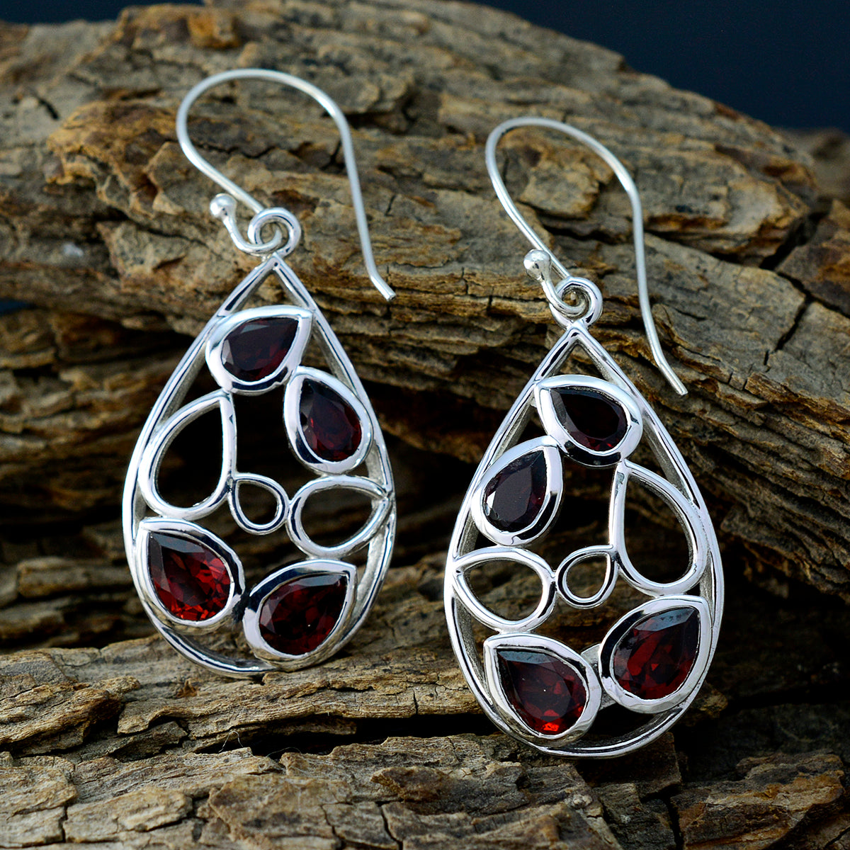 Garnet-Italian-Teresa-multiple-Dangle-Red-925-Silver-Earring