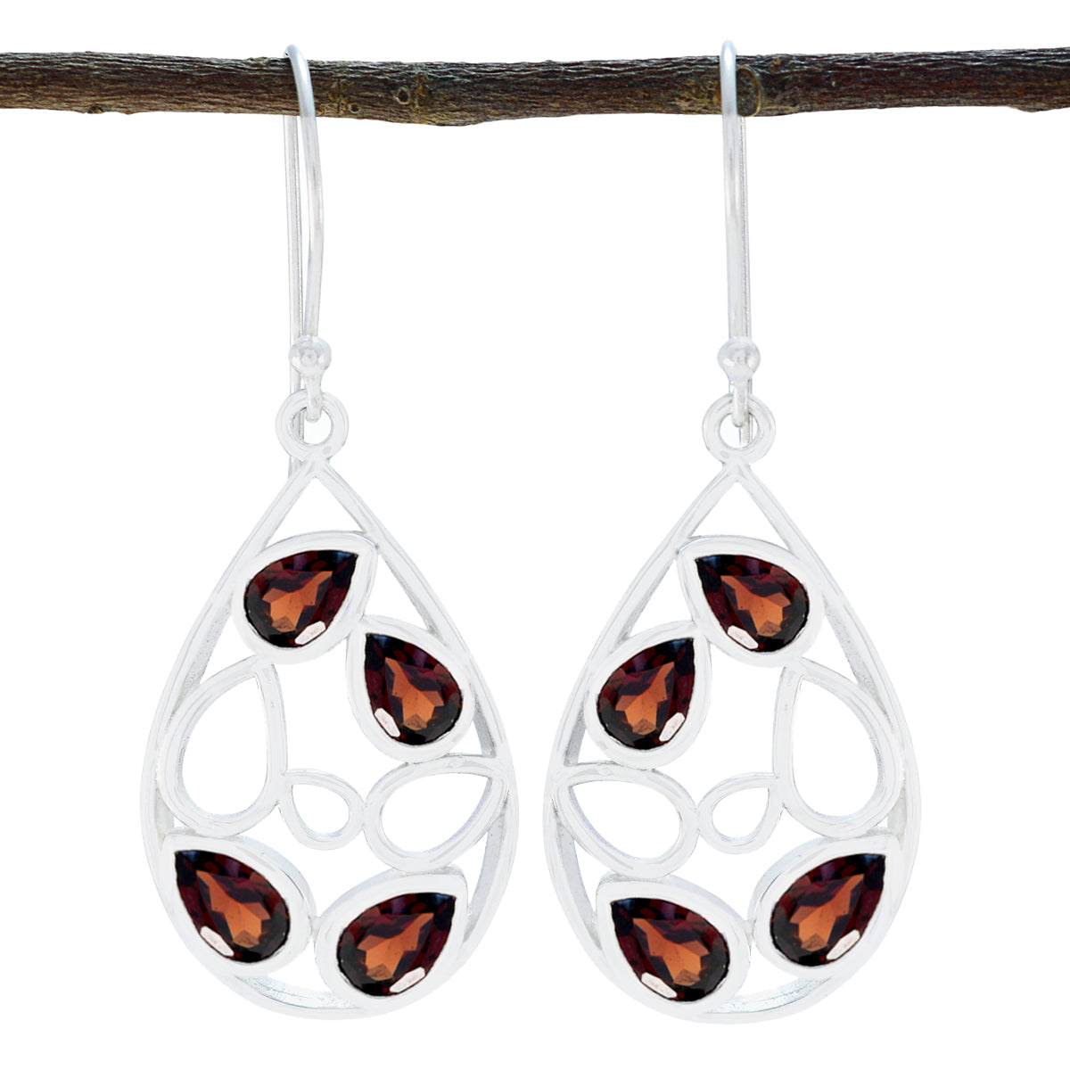 Garnet-Italian-Teresa-multiple-Dangle-Red-925-Silver-Earring Huvudsaklig produktbild