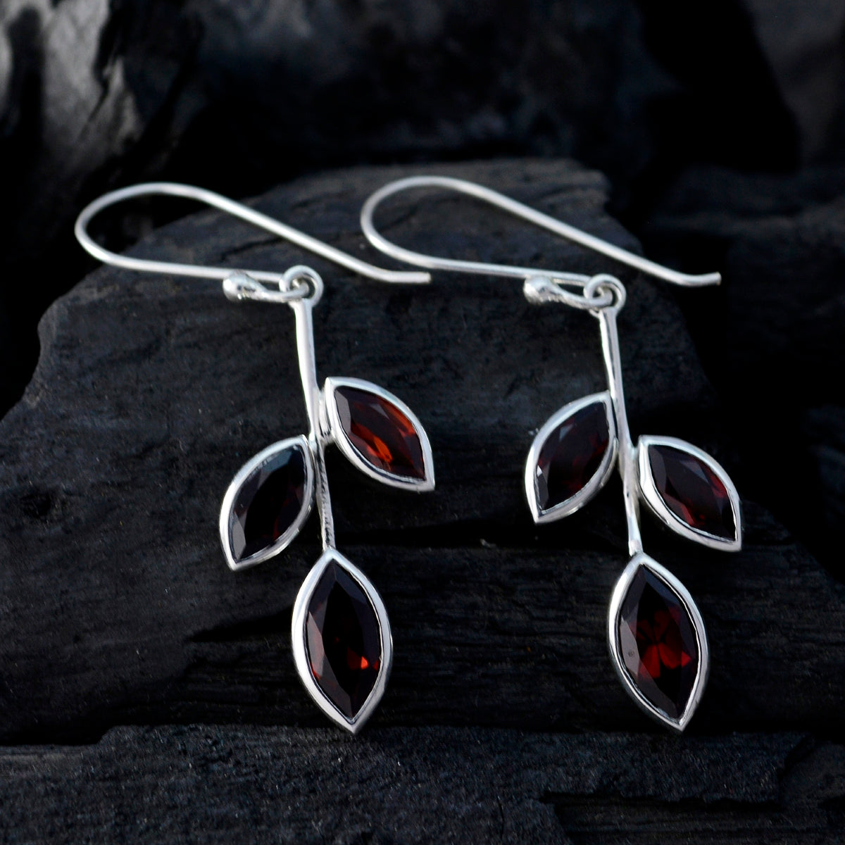 Garnet Spanish Gabriela multiple Dangle Red 92.5 Silver Earring Второстепенное изображение товара
