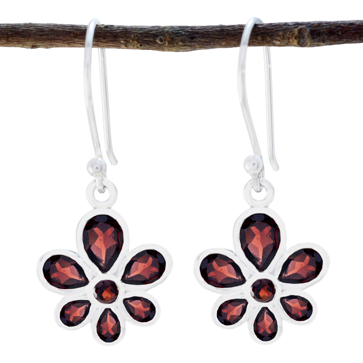 Garnet-French-Li-Lee-multiple-Dangle-Red-925-Sterling-Silver-Earring Главное изображение товара