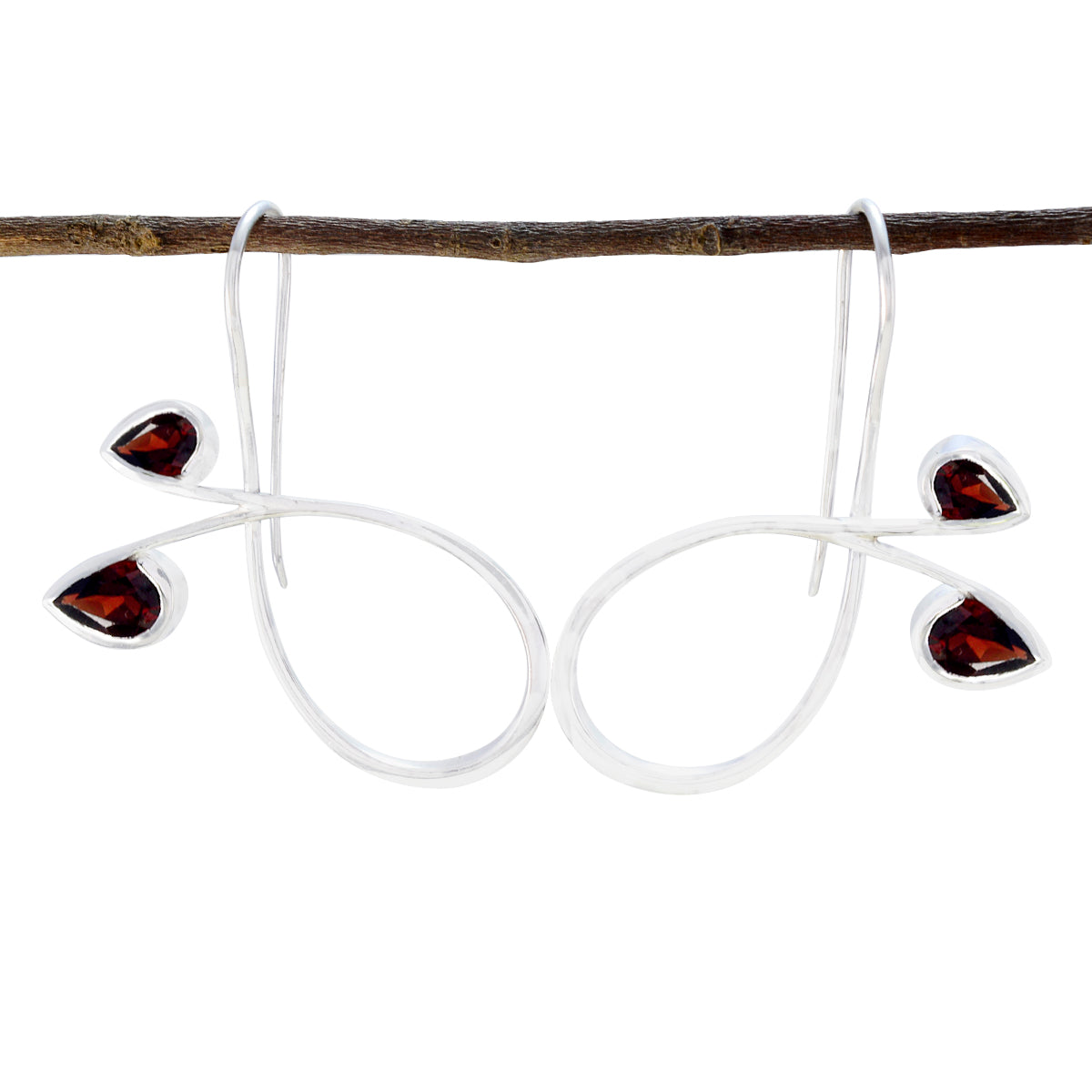 Garnet-Korean-Sakura-multiple-Dangle-Red-925-Silver-Earring Imagen principal del producto