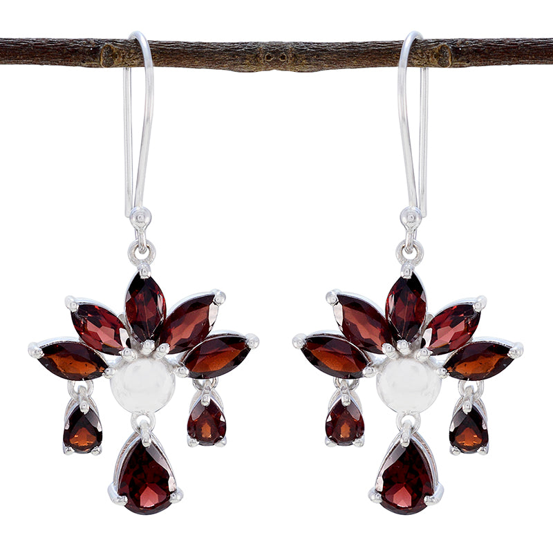 Garnet-Middle-Eastern-Xiu-multiple-Dangle-Red-925-Sterling-Silver-Earring