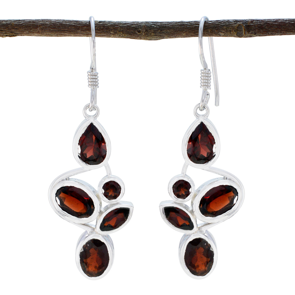 Garnet-Moroccan-Aria-Penta-Dangle-Red-92.5-Silver-Earring