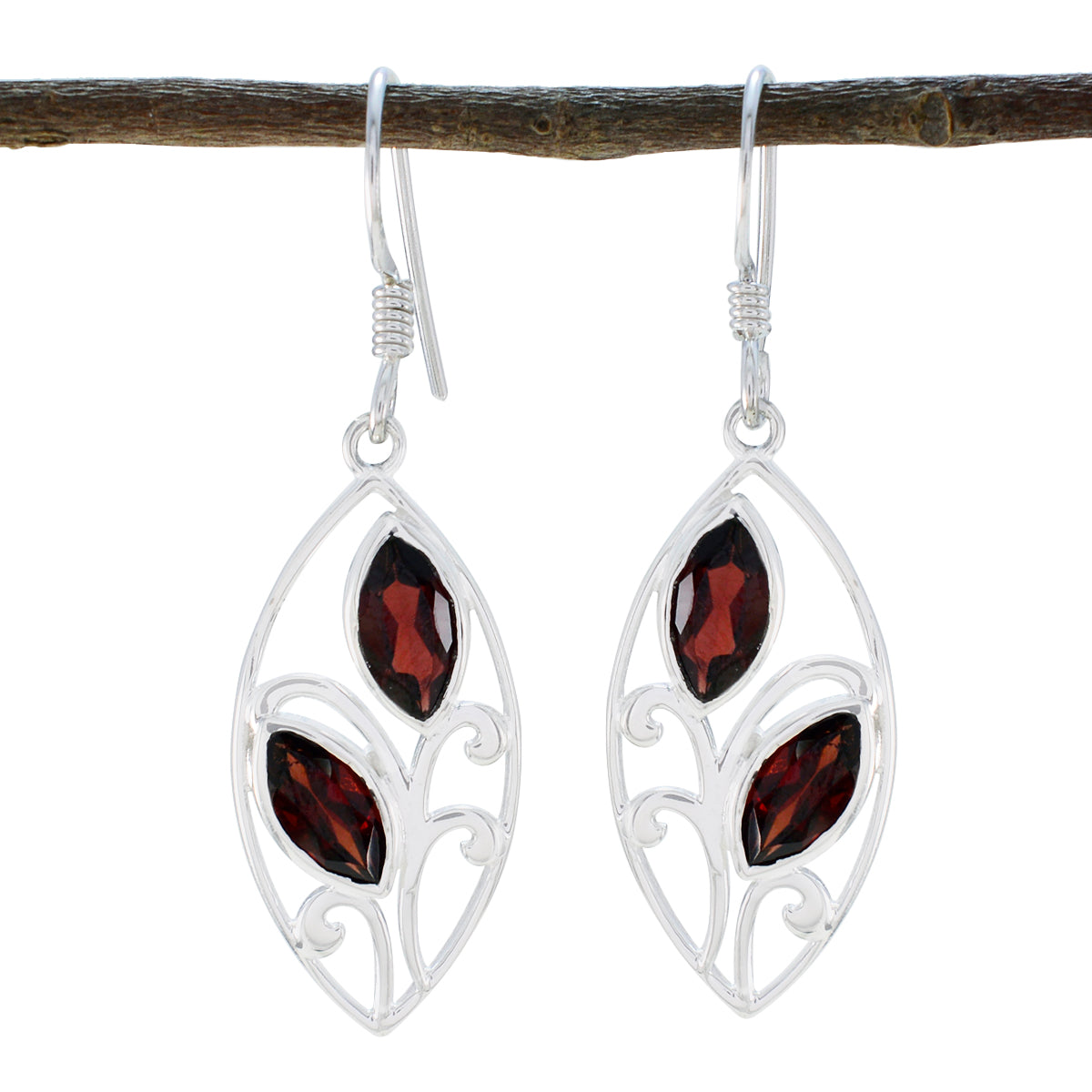 Garnet-American-Aurora-Toi-et-Moi-Dangle-Red-Silver-Earring