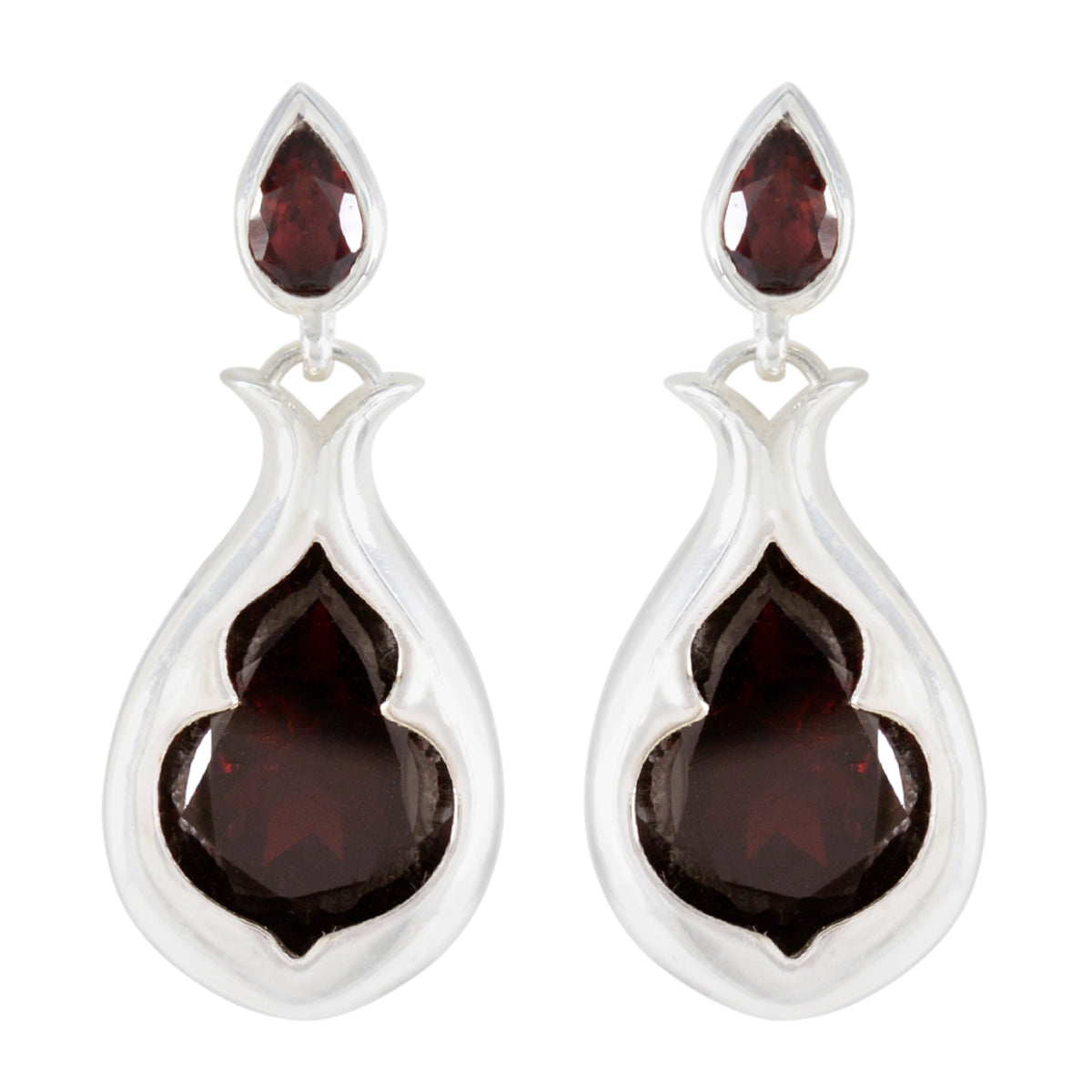 Garnet-American-Emilia-Toi-et-Moi-Stud-Red-Silver-Earring