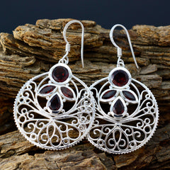 Garnet-Middle-Eastern-Ivy-quarter-Dangle-Red-925-Silver-Earring