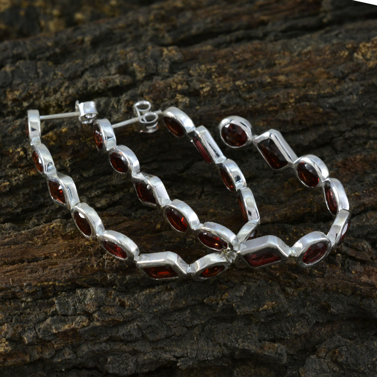 Garnet-Latin-American-Katharina-multiple-Stud-Red-Sterling-Silver-Earring