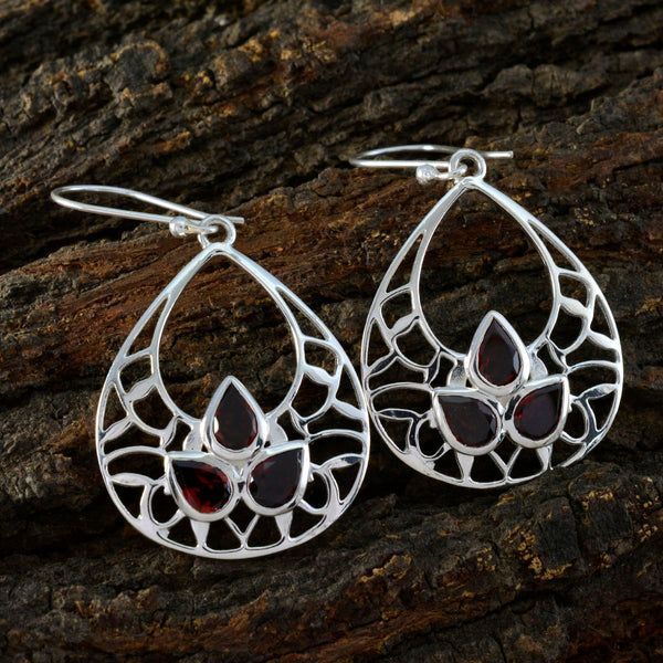 Garnet-African-Layla-Trilogy-Dangle-Red-925-Sterling-Silver-Earring