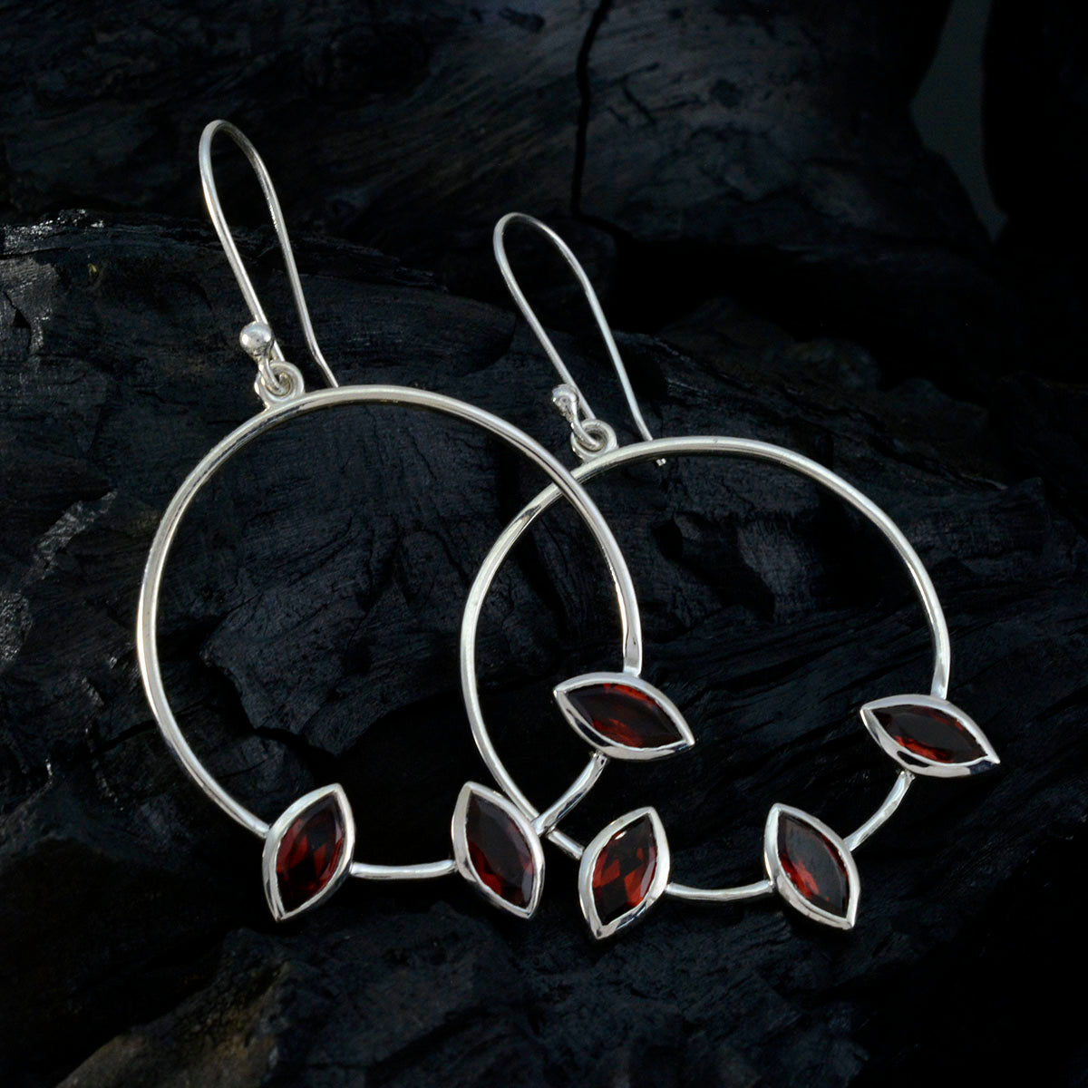 Garnet American Lily Trilogy Dangle Red 92.5 Silver Earring Второстепенное изображение товара
