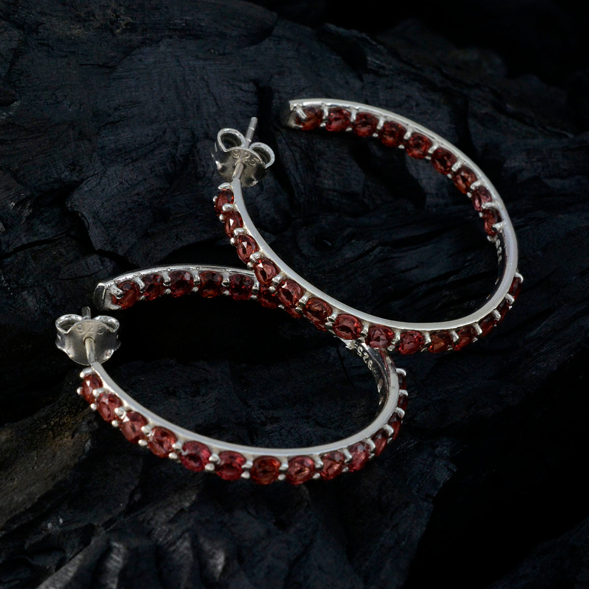 Garnet Italian Skylar multiple Stud Red 92.5 Silver Earring Второстепенное изображение товара