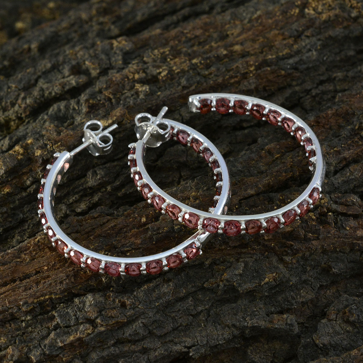 Garnet-Italian-Skylar-multiple-Stud-Red-92.5-Silver-Earring