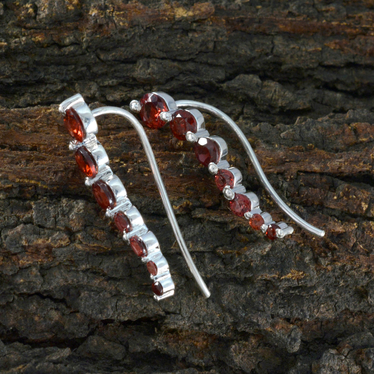 Garnet-Latin-American-Xiu-multiple-EarCuff-Red-Silver-Earring