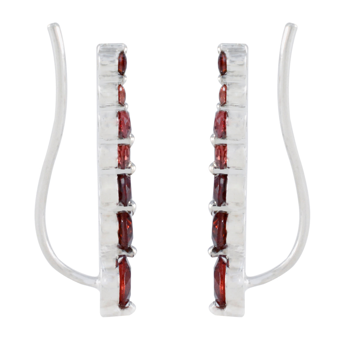 Garnet-Latin-American-Xiu-multiple-EarCuff-Red-Silver-Earring
