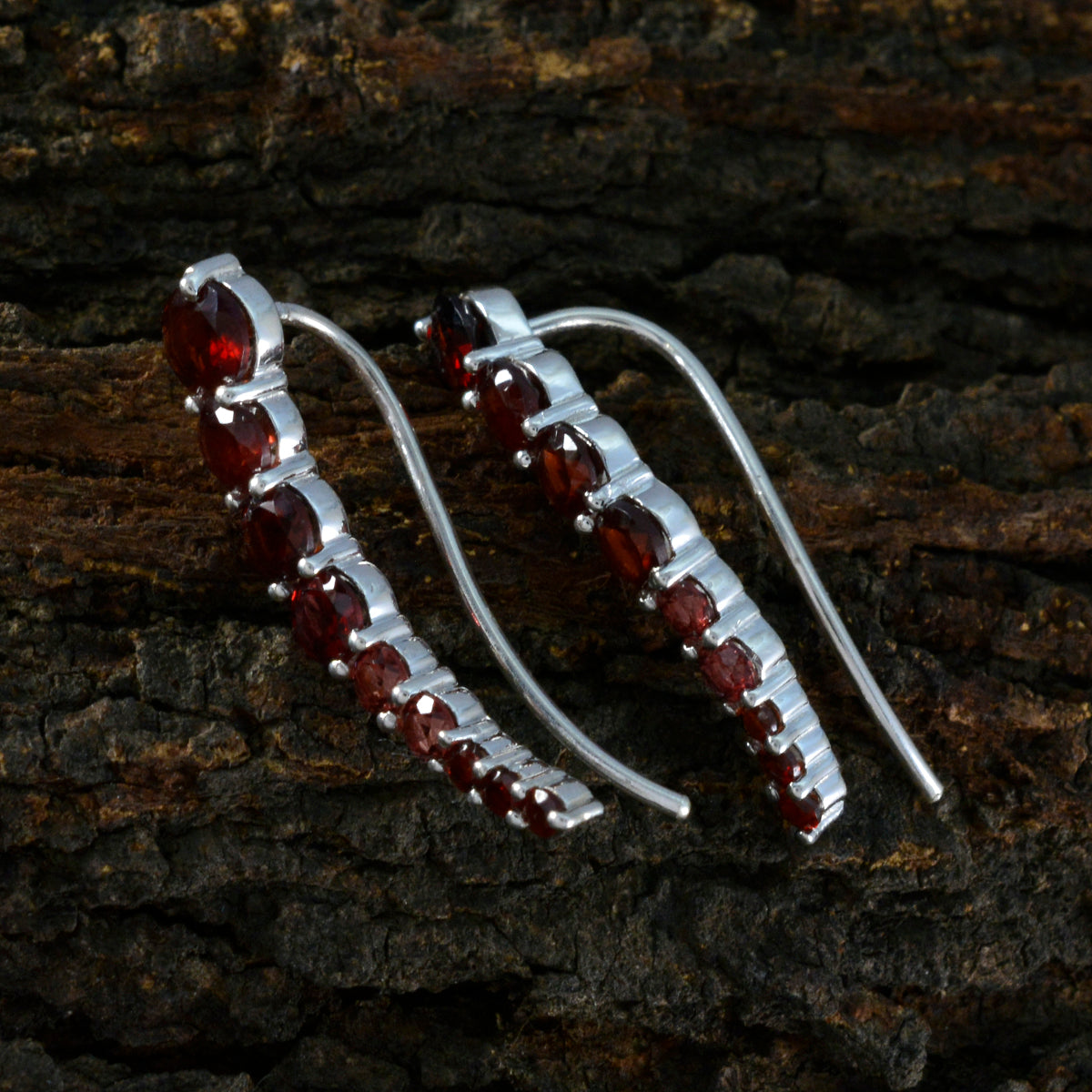 Granat-Ägyptisch-Alejandra-mehrere-Ohrmanschette-Rot-Sterling-Silber-Ohrring