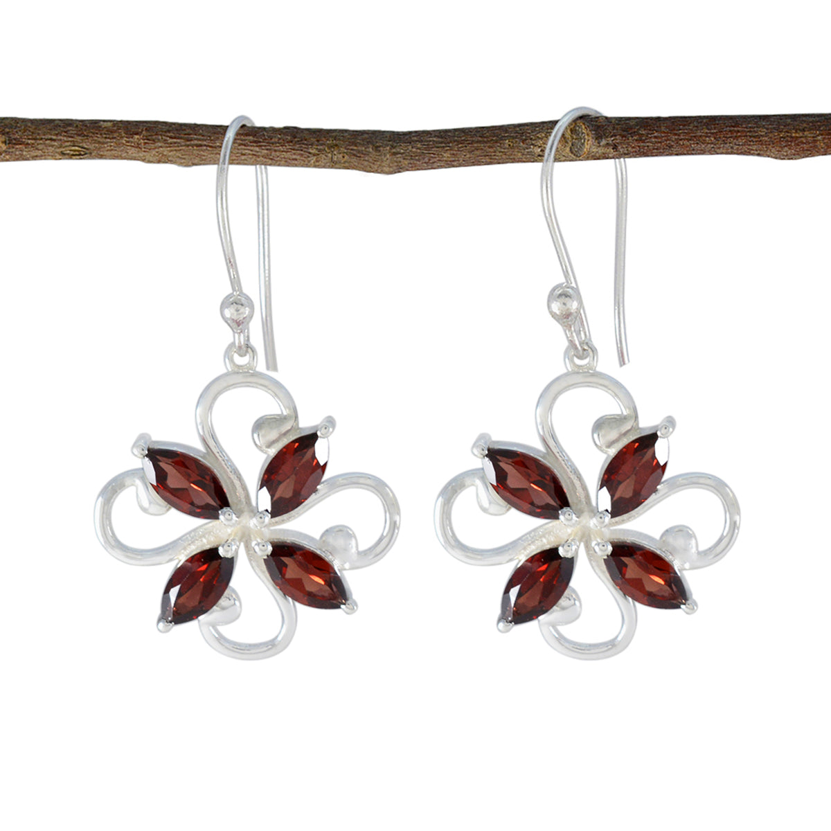Garnet-Middle-Eastern-Bianca-quarter-Dangle-Red-925-Silver-Earring Главное изображение товара