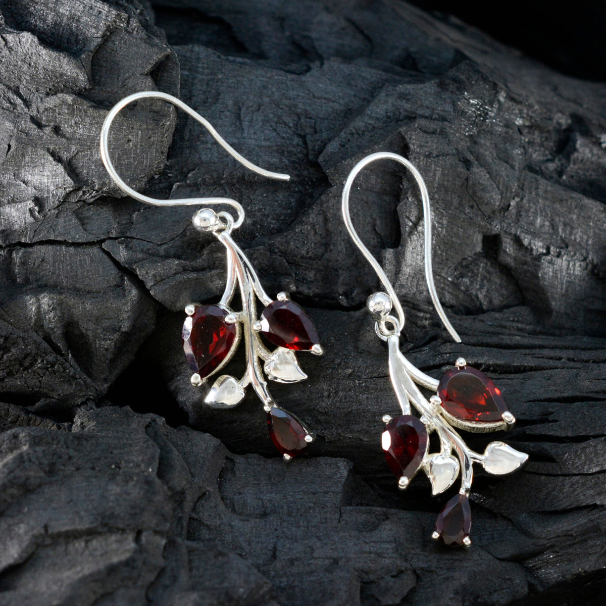Garnet-Australian-Camila-Trilogy-Dangle-Red-925-Sterling-Silver-Earring