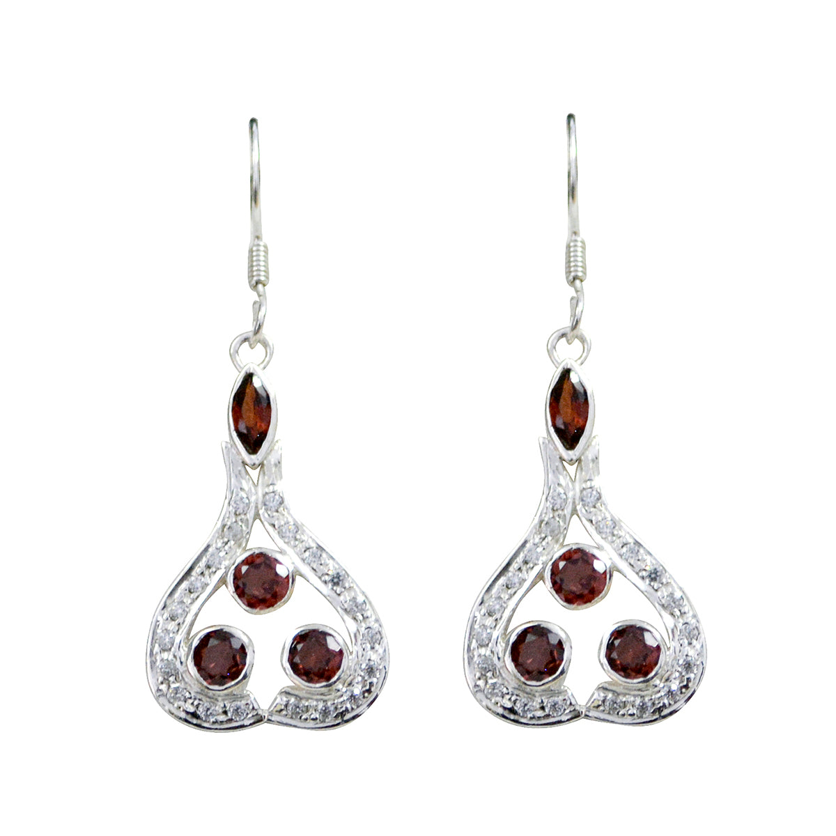 Garnet-Moroccan-Ying-multiple-Dangle-Red-925-Sterling-Silver-Earring