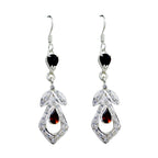 Garnet-Egyptian-Yuki-multiple-Dangle-Red-Silver-Earring