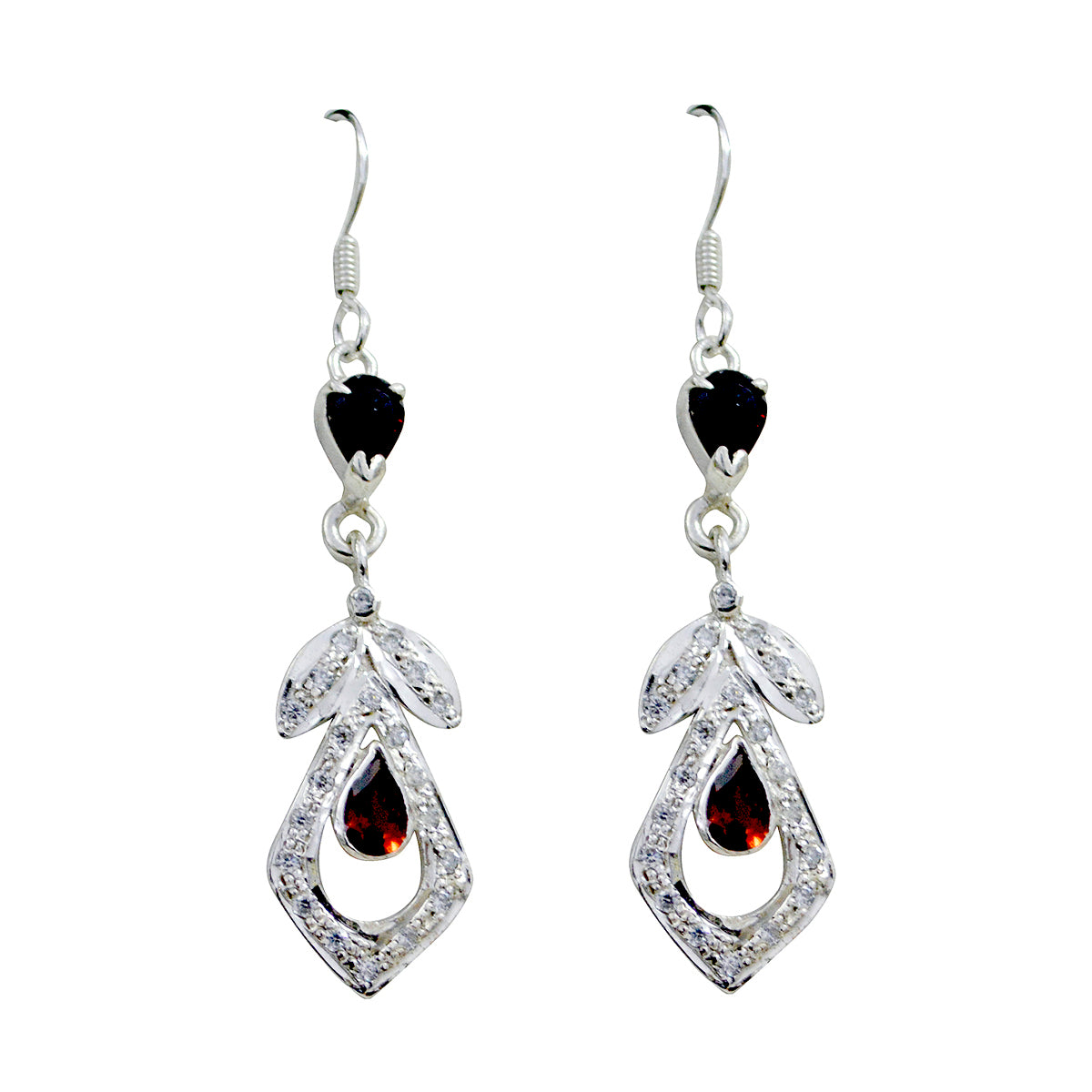 Garnet-Egyptian-Yuki-multiple-Dangle-Red-Silver-Earring