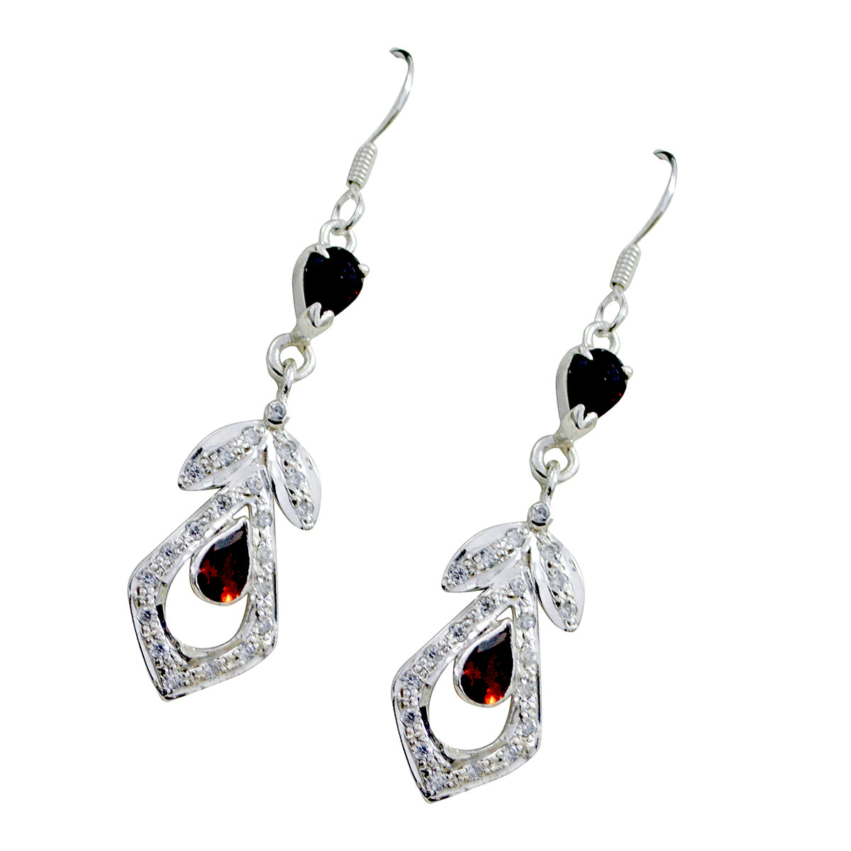 Garnet Egyptian Yuki multiple Dangle Red Silver Earring Второстепенное изображение товара