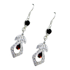 Garnet-Egyptian-Yuki-multiple-Dangle-Red-Silver-Earring