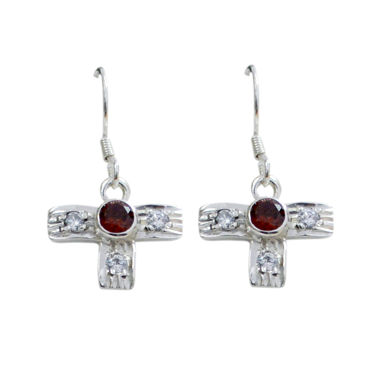 Garnet-American-Yuna-multiple-Dangle-Red-Sterling-Silver-Earring Huvudsaklig produktbild