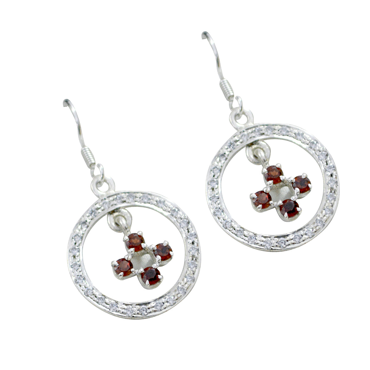 Garnet-Japanese-Alejandra-multiple-Dangle-Red-92.5-Silver-Earring