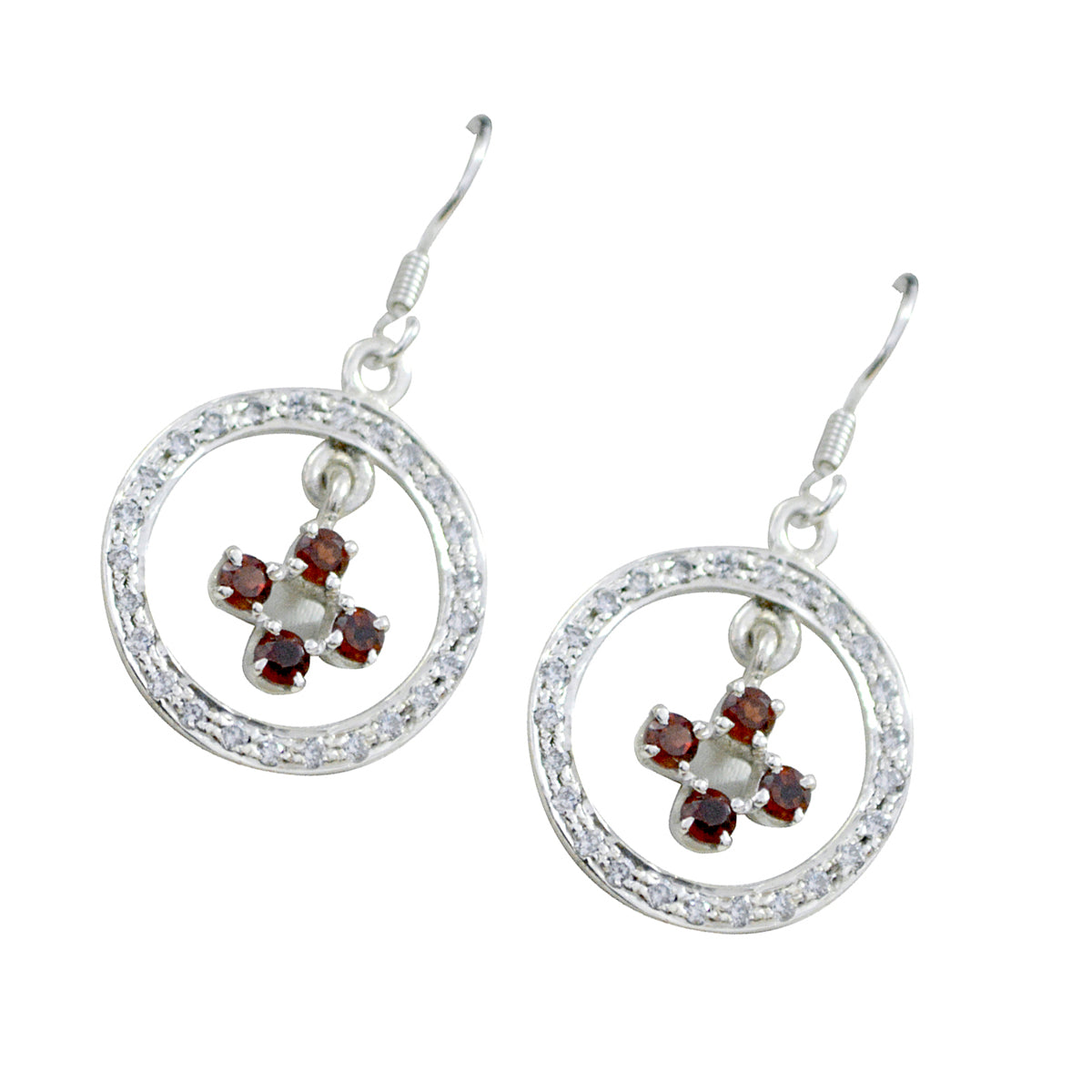 Garnet-Japanese-Alejandra-multiple-Dangle-Red-92.5-Silver-Earring