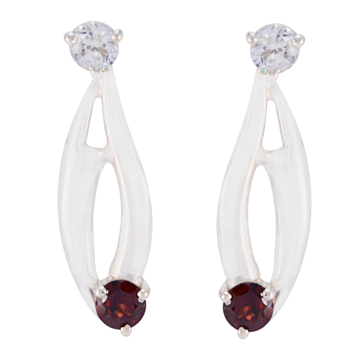 Garnet-Italian-Ana-multiple-Dangle-Red-925-Sterling-Silver-Earring Huvudsaklig produktbild