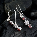 Garnet-Middle-Eastern-Andrea-multiple-Dangle-Red-Silver-Earring