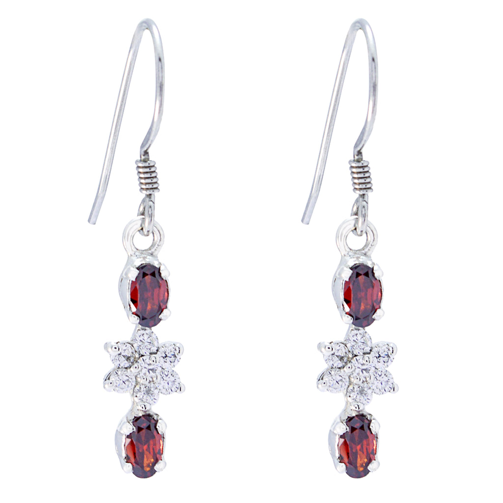 Garnet-Middle-Eastern-Andrea-multiple-Dangle-Red-Silver-Earring