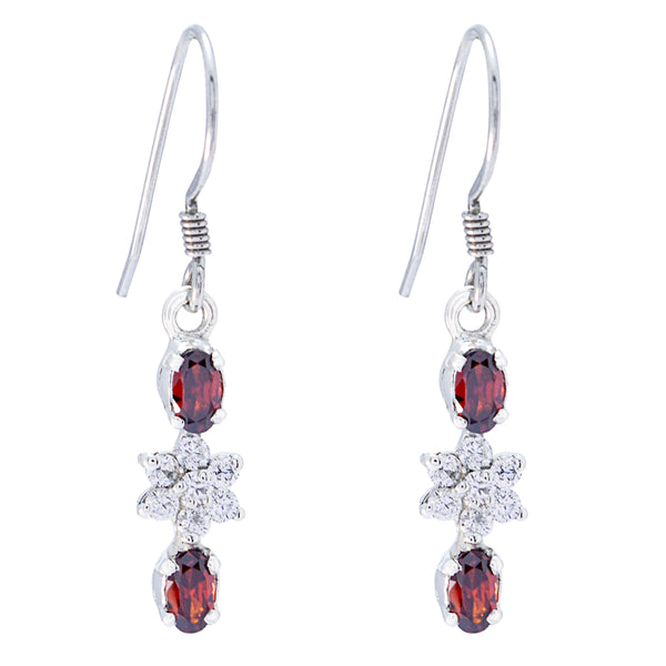 Garnet-Middle-Eastern-Andrea-multiple-Dangle-Red-Silver-Earring