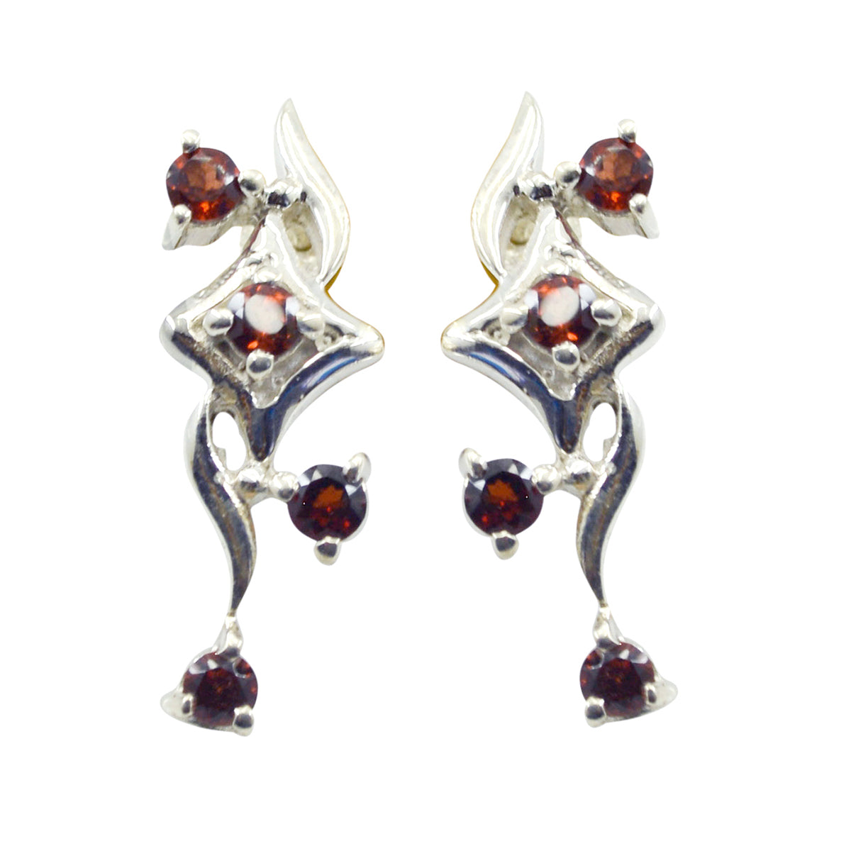 Garnet-African-Josephine-multiple-Dangle-Red-Silver-Earring Immagine principale del prodotto