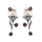 Garnet-African-Josephine-multiple-Dangle-Red-Silver-Earring