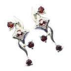 Garnet-African-Josephine-multiple-Dangle-Red-Silver-Earring