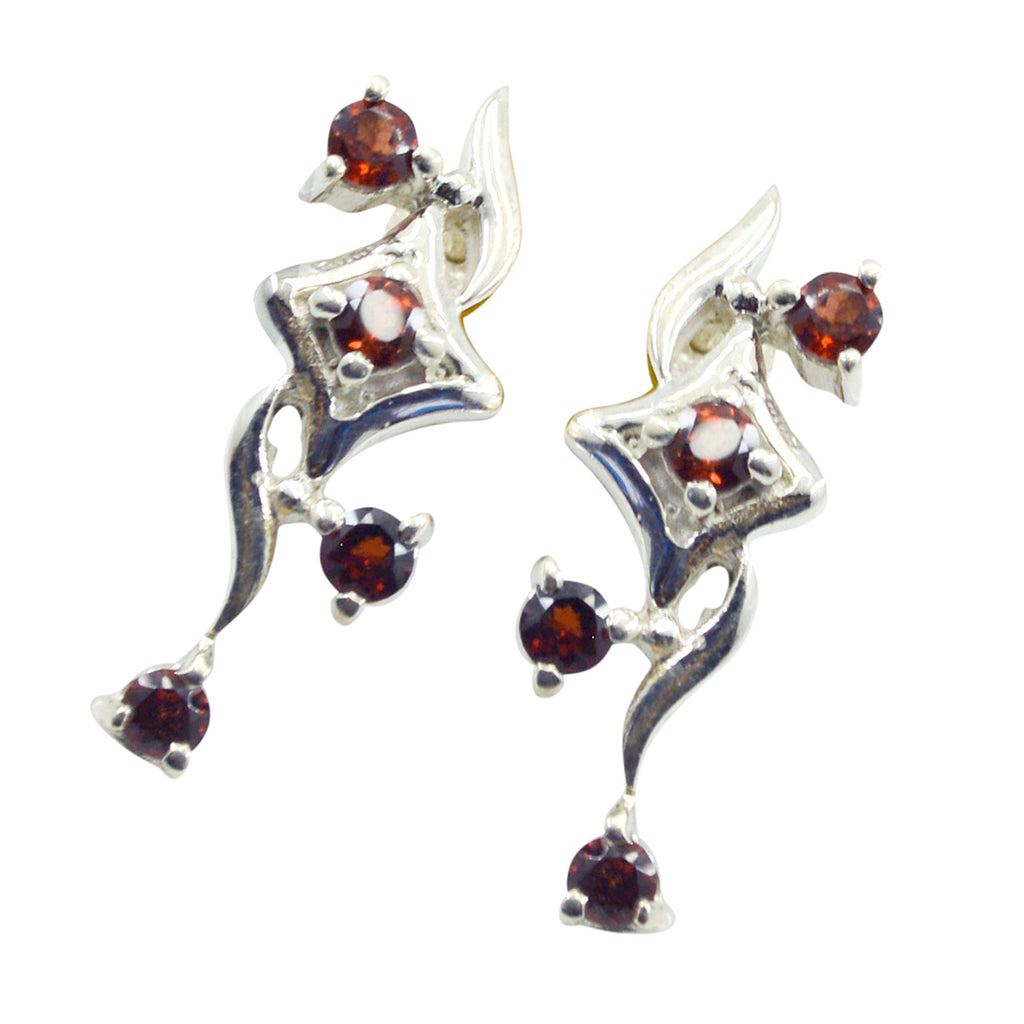 Garnet-African-Josephine-multiple-Dangle-Red-Silver-Earring