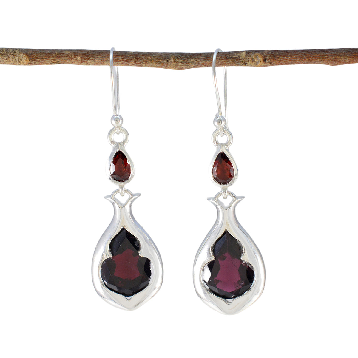 Garnet-American-Amanda-multiple-Dangle-Red-Silver-Earring Immagine principale del prodotto