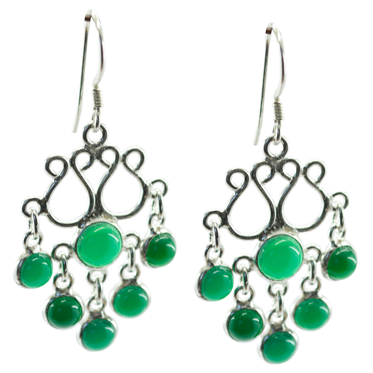 Green-Onyx-American-Claire-multiple-Dangle-Green-92.5-Silver-Earring メイン画像