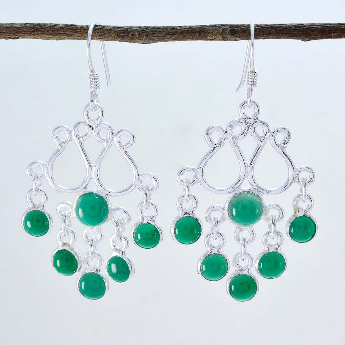 Green-Onyx-American-Claire-multiple-Dangle-Green-92.5-Silver-Earring