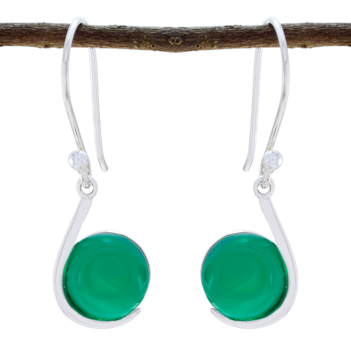 Green-Onyx-American-Daniela-Solitaire-Dangle-Green-Silver-Earring Imagen principal del producto